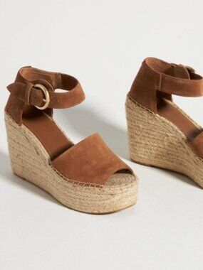 Marc Fisher Tan Suede Alida Platform Espadrille Wedges